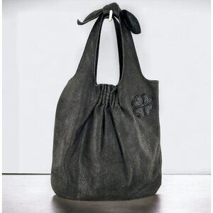 Marc Jacobs Vida Black Nubuck Leather 4 Leaf Clover Shoulder Purse